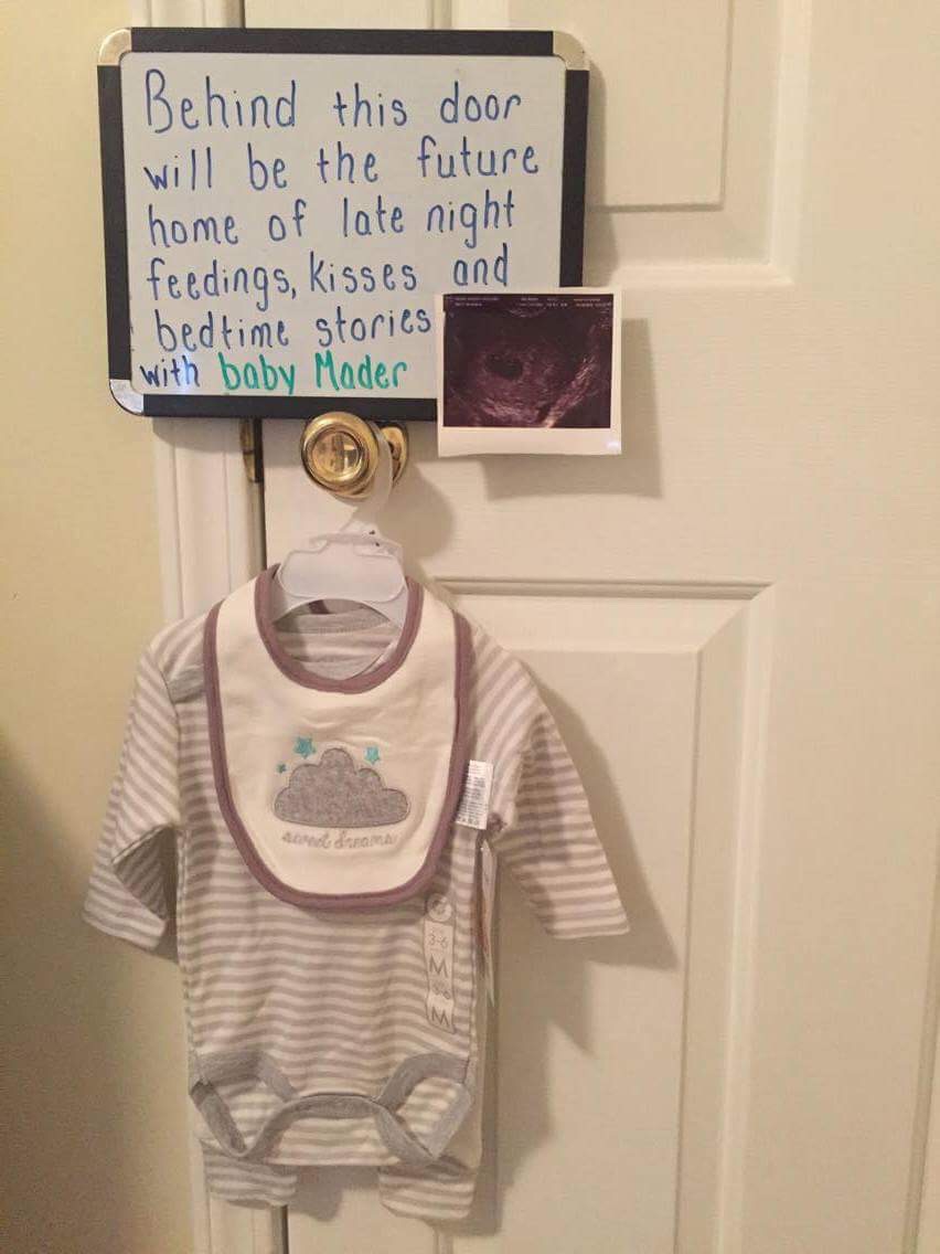 Social media announcement post for baby Mader